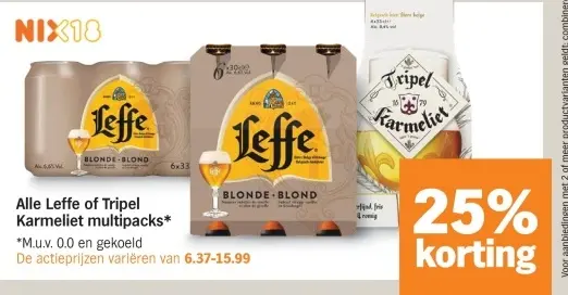Aanbieding: Leffe or Tripel Karmeliet multipacks