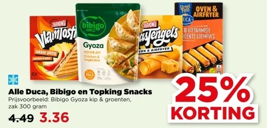 Aanbieding: Alle Duca, Bibigo en Topking snacks