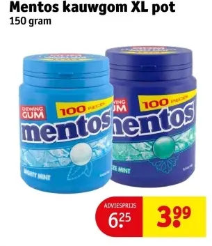 Aanbieding: Mentos kauwgom XL pot