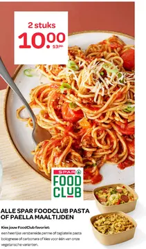 Aanbieding: Spar FoodClub pasta of paella maaltijden
