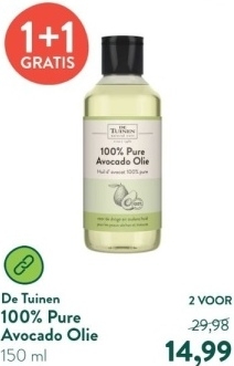 Aanbieding: De Tuinen 100% Pure Avocado Olie - 150ml