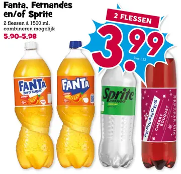 Aanbieding: Fanta, Fernandes en/of Sprite