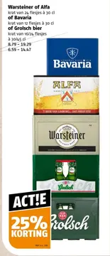 Aanbieding: Warsteiner of Alfa of Bavaria of Grolsch bier