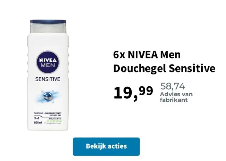 Aanbieding: NIVEA Men Douchegel Sensitive