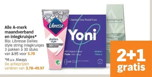 Aanbieding: Maandverband en inlegkruisjes