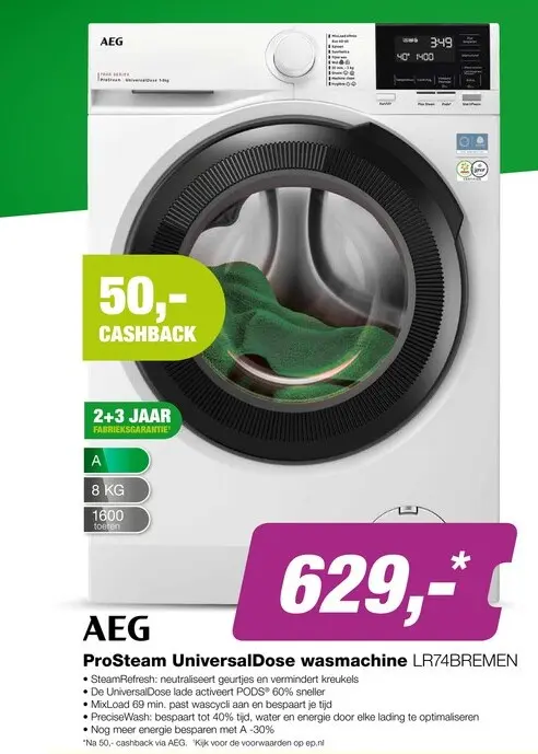 Aanbieding: AEG LR74BREMEN 7000 ProSteam UniversalDose Wasmachine