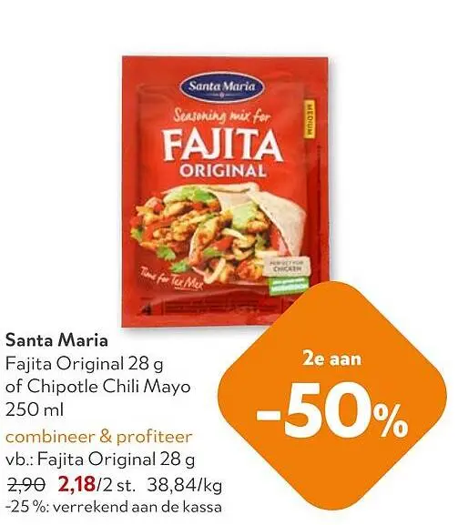 Promotie: Fajita Original of Chipotle Chili Mayo