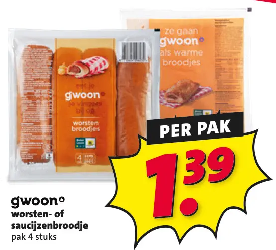 Aanbieding: worsten- of saucijzenbroodje