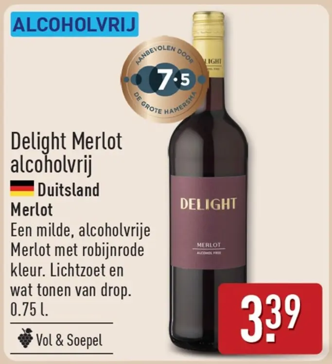 Aanbieding: Delight Merlot alcoholvrij