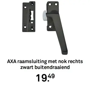 Aanbieding: AXA raamsluiting met nok rechts zwart buitend