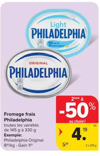 Offre: Fromage frais Philadelphia