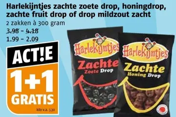Aanbieding: Harlekijntjes zachte zoete drop
