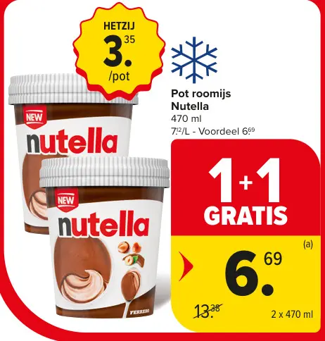 Promotie: Pot roomijs Nutella