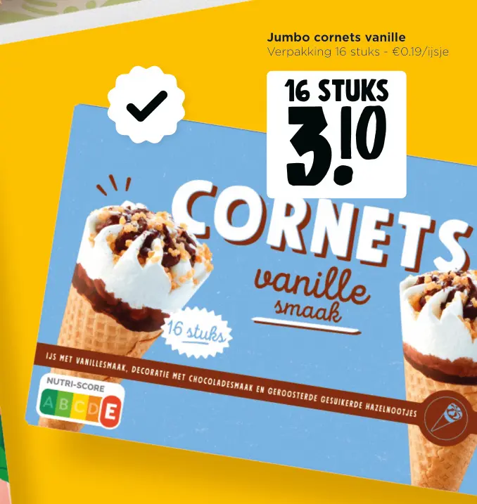 Promotie: Jumbo cornets vanille