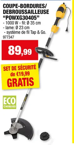 Offre: Powerplus POWXG30405 2-en-1 débroussailleuse/coupe-bordures électrique 1000W