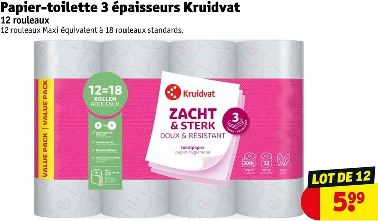 Offre: Papier-toilette 3 épaisseurs