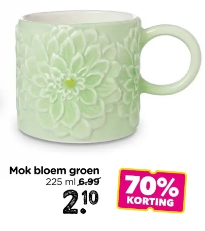 Aanbieding: Mok bloem groen