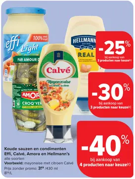 Aanbieding: Koude sauzen en condimenten Effi, Calvé, Amora en Hellmann's