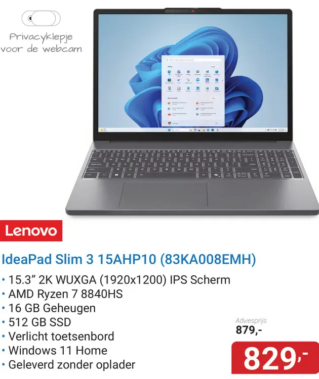 Aanbieding: IdeaPad Slim 3 15AHP10 (83KA008EMH)