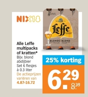 Aanbieding: Leffe multipacks of kratten blond abdijbier