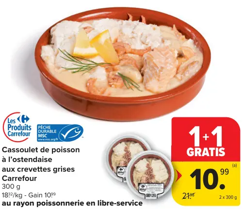 Offre: Cassoulet de poisson à l'ostendaise aux creve
