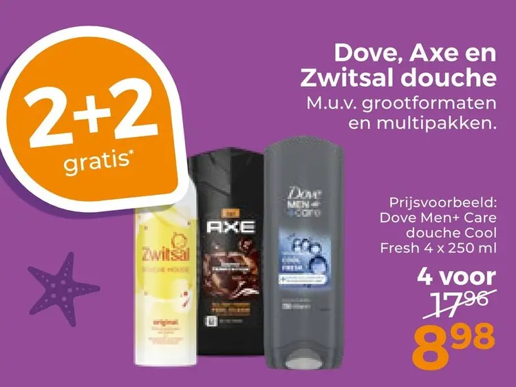 Aanbieding: Dove, Axe en Zwitsal douche