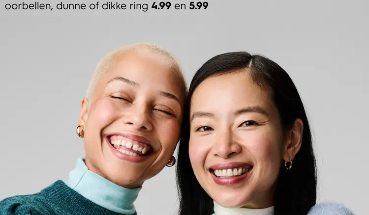 Aanbieding: Oorbellen, dunne of dikke ring