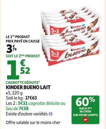 Offre: Kinder bueno lait