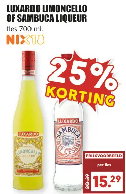 Aanbieding: Limoncello of sambuca liqueur
