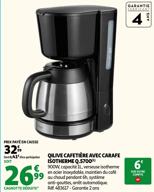 Offre: Cafetière avec carafe isotherme q.5700