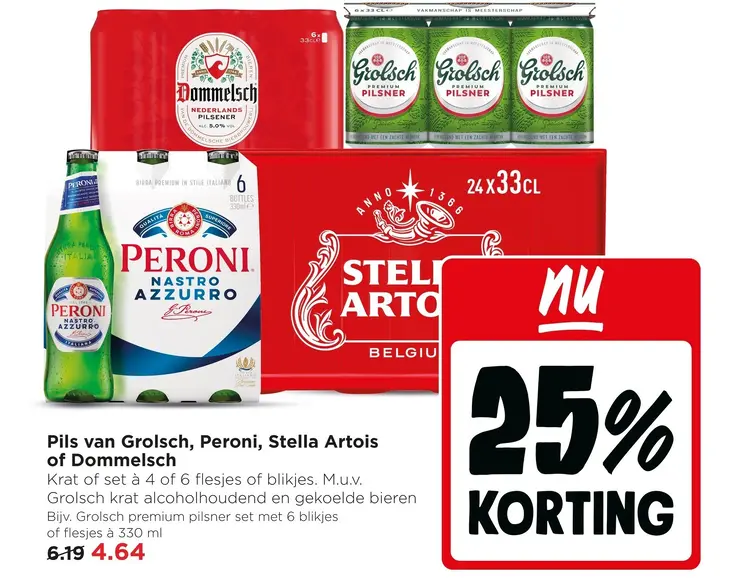 Aanbieding: Pils van Grolsch, Peroni, Stella Artois of Do