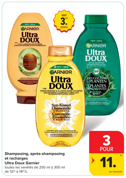 Offre: Shampooing, après-shampooing et recharges Ultra Doux