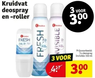 Aanbieding: Kruidvat deospray en -roller