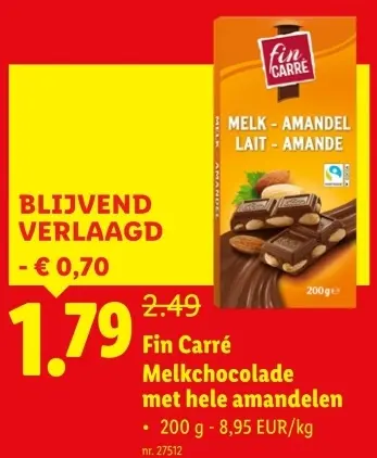 Promotie: Melkchocolade met hele amandelen