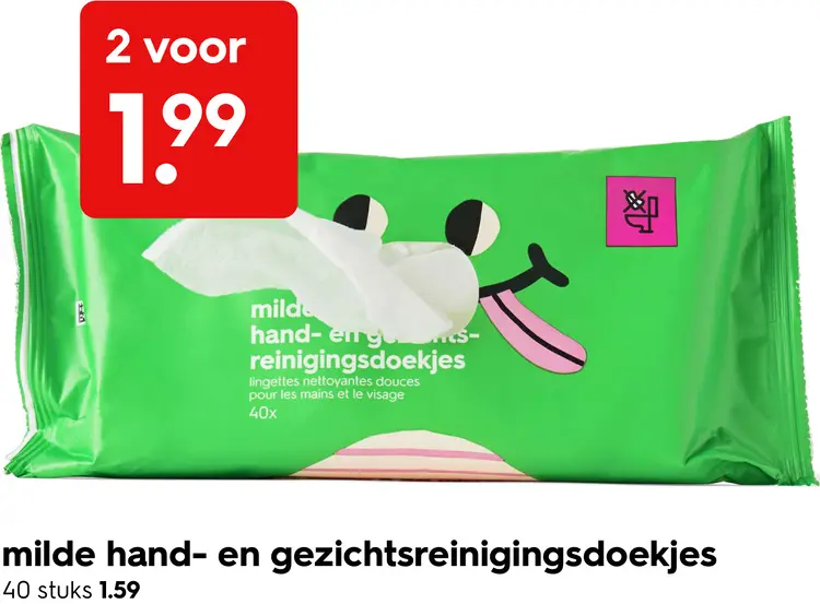 Promotie: HEMA Milde hand- en gezichtsreinigingsdoekjes