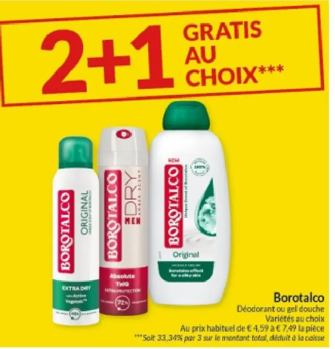 Offre: Borotalco Déodorant ou gel douche