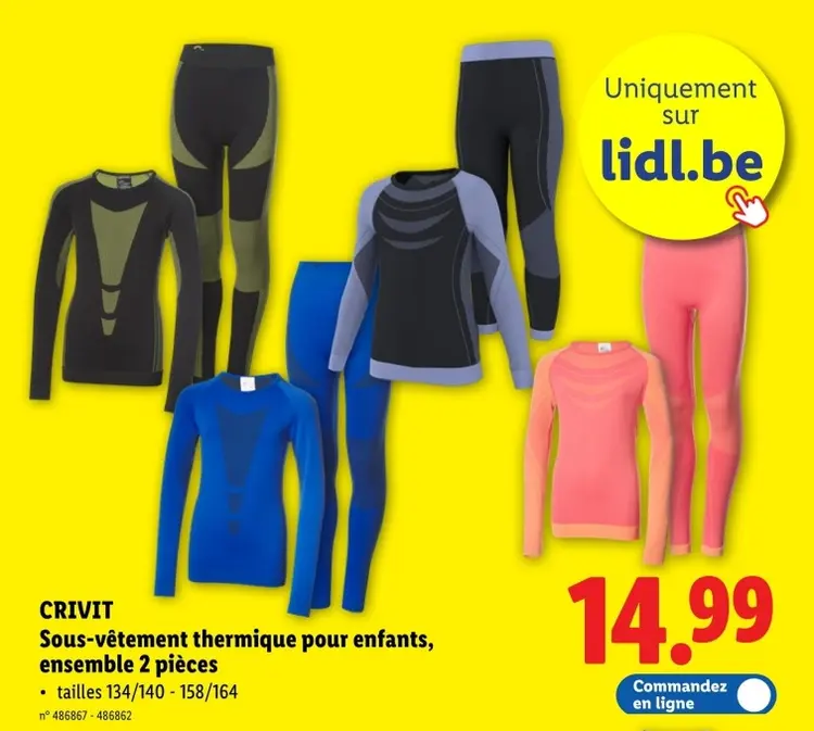 Offre: Sous-vêtement thermique pour enfants, ensemble 2 pièces