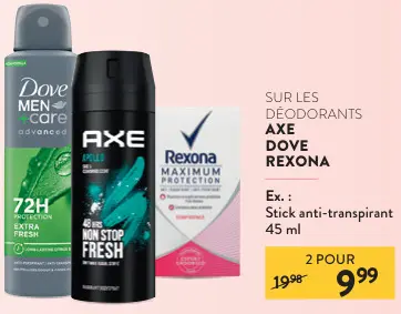 Offre: Déodorants