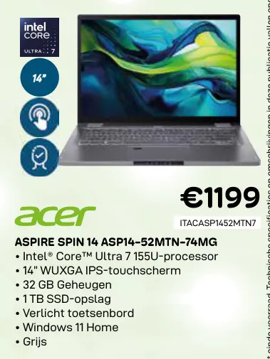 Promotie: Aspire spin 14 asp14-52mtn-74mg