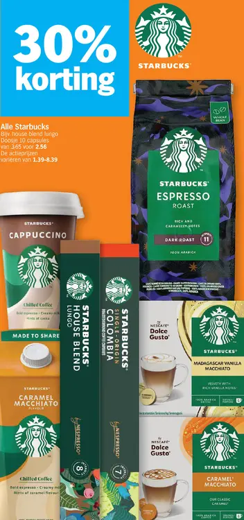 Promotie: Alle Starbucks Bijv. house blend lungo