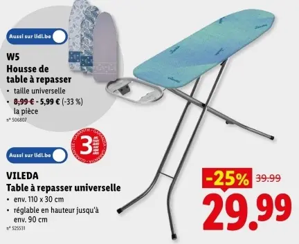 Offre: Table à repasser universelle