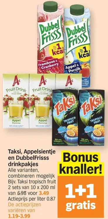 Promotie: Taksi, Appelsientje en DubbelFrisss drinkpakjes