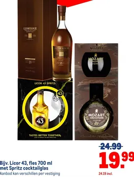 Aanbieding: Bijv. Licor 43, fles met Spritz cocktailglas