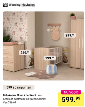 Aanbieding: Babykamer Noah met Meegroeiledikant Lois White