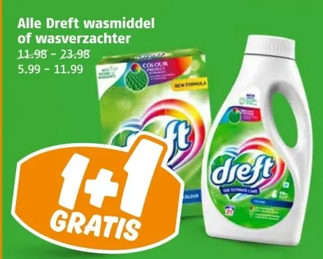 Aanbieding: Alle Dreft wasmiddel of wasverzachter