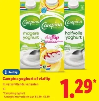 Aanbieding: Campina yoghurt of vlaflip
