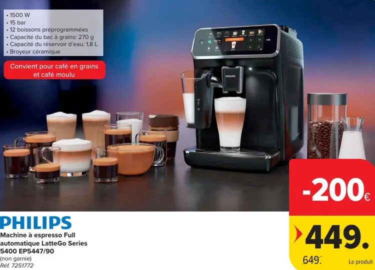 Offre: Machine à espresso Full automatique LatteGo Series