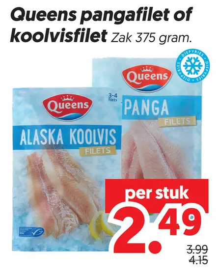 Aanbieding: Queens Pangafilet of koolvisfilet