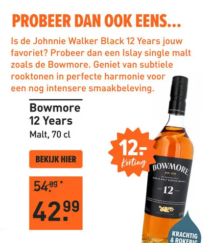 Aanbieding: Bowmore 12 Years 70CL