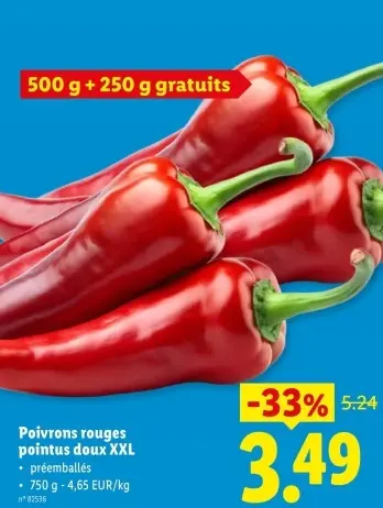 Offre: Poivrons rouges pointus doux XXL